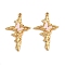 304 Stainless Steel Rhinestone Pendants, Cross with Butterfly, with ABS Plastic Imitation Pearl Beads and Resin, Ion Plating(IP), Real 18K Gold Plated, 38.5x24.5x5.5mm, Hole: 1.4mm