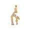 Mother's Day Ion Plating(IP) 304 Stainless Steel Pendants, Laser Cut, Mother and Daughters Charm, Real 18K Gold Plated, 31.5x16x1mm, Hole: 6x4mm