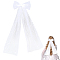 Long Bowknot Polyester Alligaor Hair Clips, White, 580x190x17mm
