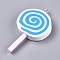 Handmade Polymer Clay Pendants, with Platinum Plated Iron Loops, Lollipop, Sky Blue, 47~48x25~28x6~9mm, Hole: 2mm