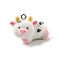 Flocky Opaque Resin Pendants, Cattle Charms, with Platinum Iron Loop, White, 18.5x25x13.5mm, Hole: 2mm