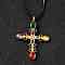 304 Stainless Steel Cubic Zirconia Pendant Necklaces, with Wax Rope, Cross, Real 18K Gold Plated, 20.28 inch(51.5cm)