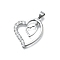 Brass Micro Pave Cubic Zirconia Pendants, Heart, Long-Lasting Plated, Lead Free & Cadmium Free, Rack Plating, Platinum, 27x22x2mm, Hole: 3.5x4mm
