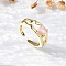 Square Brass Cat Eye Cuff Rings, Cadmium Free & Lead Free, Long-Lasting Plated, Rack Plating, Real 18K Gold Plated, Pearl Pink, 8mm, Inner Diameter: Adjustable