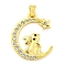 Brass Micro Pave Clear Cubic Zirconia Pendants, Cadmium Free & Nickel Free & Lead Free, The 12 Chinese Zodiac, Rabbit, 20.5x16.5x2mm, Hole: 5x2.8mm