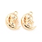 Brass Micro Pave Cubic Zirconia Pendants, Cadmium Free & Nickel Free & Lead Free, Moon with Spaceman, Real 18K Gold Plated, 12x9x5mm, Hole: 1.4mm