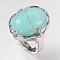 Adjustable Oval Gemstone Wide Band Rings, with Platinum Tone Brass Findings, US Size 7 1/4(17.5mm)