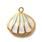 304 Stainless Steel Enamel Charms, Shell Charm, Real 18K Gold Plated, Light Cyan, 13x13x2.2mm, Hole: 1.5mm