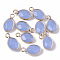 Glass Pendants, with Golden Tone Brass Open Back Bezel, Faceted, Teardrop, Cornflower Blue, 17x9x5mm, Hole: 2mm