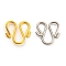 60Pcs 2 Colors 304 Stainless Steel Hook Clasps, M Clasps, Golden & Stainless Steel Color, 12.5x11.5x1mm, 30pcs/color