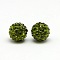 Polymer Clay Rhinestone Beads, Pave Disco Ball Beads, Grade A, Round, PP9, Olivine, PP9(1.5~1.6mm), 6mm, Hole: 1.2mm