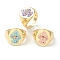 Brass Enamel Cuff Rings, Open Rings, Oval with Mushroom, Golden, Mixed Color, US Size 6, Inner Diameter: 17mm