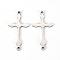 Non-Tarnish 201 Stainless Steel Link Connectors, Laser Cut, Cross, Stainless Steel Color, 25.5x13x1mm, Hole: 1.4mm