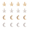arricraft 16 Pieces 2 Colors Cubic Zirconia Star and Moons Charms, Light Gold Rhinestone Charms Micro Crystal Celestial Beads for Bracelet Necklace Jewelry Making