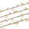 Handmade Brass Curb Chains, with Cubic Zirconia Charms and Spool, Long-lasting Plated, Soldered, Diamond Shapes & Textured Butterfly, Golden, Link: 2x1.5x0.3mm, Diamond Shapes: 4x2mm, Butterfly: 8.5x8mm, about 32.8 Feet(10m)/roll
