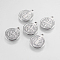 Non-Tarnish 201 Stainless Steel Pendants, Flat Round with Saint Benedict, Stainless Steel Color, 15x12x1.5mm, Hole: 0.8mm