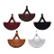 Spray Painted Wooden Pendants, Hollow Fan Charm, Mixed Color, 38.5x37.5x2.5mm, Hole: 1.5mm