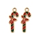 304 Stainless Steel Enamel Pendants, Ion Plating(IP), Christmas Theme, Real 18K Gold Plated, Candy Cane, 21x8x1mm, Hole: 2.2mm