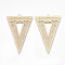 Brass Pendants, Etched Metal Embellishments, Triangle, Light Gold, 42x26x0.3mm, Hole: 1.5mm