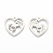 Non-Tarnish 201 Stainless Steel Pendants, Heart with Girl & Horse, Stainless Steel Color, 24.5x25x1.5mm, Hole: 1.5mm