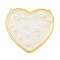 Rack Plating Brass & Epoxy Resin Pendants, Heart Charms with Plastic Beads, 2-Loop, Long-Lasting Plated, Lead Free & Cadmium Free, Real 18K Gold Plated, 46x49x6mm, Hole: 1mm