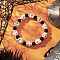 Synthetic Turquoise Beaded Stretch Bracelets, Skull, with Painted Glass Beads, White, Inner Diameter: 2-1/4 inch(5.6cm)
