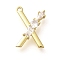 Brass Micro Pave Cubic Zirconia Pendants, LetterA-Z Charms, Golden, Letter X, 16x11x2.5mm, Hole: 1mm