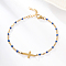 201 Stainless Steel Link Bracelets for Women, with Enamel, Cross, Real 18K Gold Plated, No Size