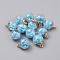 Transparent Glass Globe Pendants, with Plastic Paillette/Sequins Beads inside & CCB Plastic Pendant Bails, Round with Star, Light Gold, Sky Blue, 21x16mm, Hole: 2.5mm
