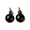Brass Ename Charms, with Jump Ring, Lead Free & Cadmium Free, Long-Lasting Plated, Antique Bronze, Half Round Charm, Black, 8x6x2mm, Hole: 3mm