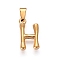 304 Stainless Steel Pendants, Bamboo Style, Letter, Ion Plating(IP), Real 18K Gold Plated, Letter.H, 19x11x3mm, Hole: 3x7mm