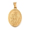 304 Stainless Steel Pendants, Oval with Saint Benedict Charm, Religion, Real 18K Gold Plated, 27x18x2mm, Hole: 6x3mm