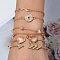 6Pcs 6 Styles Iron Alloy Link Bracelets Set for Women , Golden