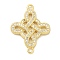 Brass Clear Cubic Zirconia Knot Connector Charms, Rack Plating, Long-Lasting Plated, Lead Free & Cadmium Free, Real 18K Gold Plated, 23.5x18x2.5mm, Hole: 1.6mm