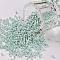 11/0 Grade A Round Glass Seed Beads, Ceylon, Aquamarine, 2.3x1.5mm, Hole: 1mm, about 48500pcs/pound
