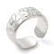 Non-Tarnish 304 Stainless Steel Textured Open Cuff Ring for Women, Stainless Steel Color, Inner Diameter: 17mm