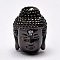 Brass Beads, Micro Pave Grade AAA Cubic Zirconia, Buddha Head, Cadmium Free & Nickel Free & Lead Free, Gunmetal, 14x10x11mm, Hole: 2mm