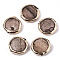 Natural Picture Jasper Beads, with Light Gold Plated Polymer Clay Edge, Flat Round, 17~19x17~18x5~7mm, Hole: 1.2mm
