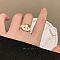 Adjustable Alloy and Enamel Cuff Rings, Lemon Chiffon, Cat Shape, Inner Diameter: 15~20mm