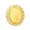 Iron Cabochon Connector Settings, Etched Metal Embellishments, Oval, Golden, Tray: 24x18mm, 37.5x31x1mm, Hole: 1.4mm