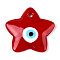 Handmade Lampwork Pendants, Star with Evil Eye, Red, 38x38x5.5mm, Hole: 3.5mm