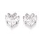 Brass Micro Pave Cubic Zirconia Pendants, Heart with Bowknot, Platinum, 11x11x5.5~6mm, Hole: 1.6mm