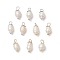 10Pcs 2 Colors Natural Cultured Freshwater Pearl Rice Pendants, with 304 Stainless Steel Loops and Electroplate Non-magnetic Synthetic Hematite, Floral White, Golden & Stainless Steel Color, 16.5~17x7.5~8.5mm, Hole: 3.5mm, 5pcs/color