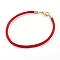 Braided Cotton Cord Bracelet Making, with 304 Stainless Steel Clasps, Golden, Red, 8-5/8 inch(21.8cm), 3mm