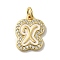 Brass Micro Pave Cubic Zirconia Pendants, Cadmium Free & Nickel Free & Lead Free, with Jump Rings, Real 18K Gold Plated, Letter X, 17.5x14x2mm, Hole: 3.8mm