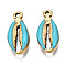 304 Stainless Steel Pendants, with Enamel, Spiral Shell, Golden, Turquoise, 17x8x3.5mm, Hole: 1mm