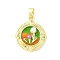Brass Enamel Pendants, with ABS Plastic Imitation Pearl, Long-Lasting Plated, Cadmium Free & Lead Free, Rack Plating, Real 18K Gold Plated, Flower, Flat Round, 26.5x22.5x6mm, Hole: 6.4x3mm