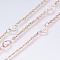 Ion Plating(IP) 304 Stainless Steel Cable Chains, with Heart Link, Soldered, with Spool, Flat Oval, Rose Gold, 5x6.4x0.4mm, Link: 2.8x2x0.3mm, about 32.8 Feet(10m)/roll