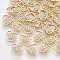 Brass Micro Pave Cubic Zirconia Charms, Nickel Free, Heart with Eye, Clear, Real 18K Gold Plated, 9x8x2mm, Hole: 0.7mm