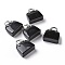 Natural Black Obsidian Brass Pendants, Platinum, Bag, 27.5x25x10mm, Hole: 6mm